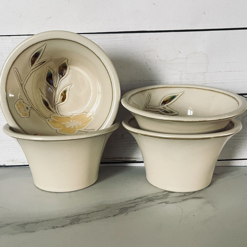 Sonoma Life & Style Medocino Buttercup ‘Oatmeal’ Sized bowls Earthy Tones Set 4